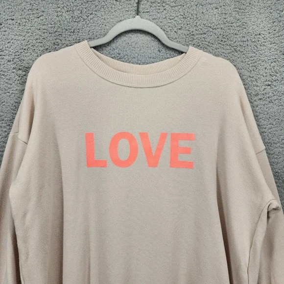 Aerie Sweatshirt‎ Medium Love Graphic Long Sleeve Casual Pullover Beige Top - Picture 6 of 14